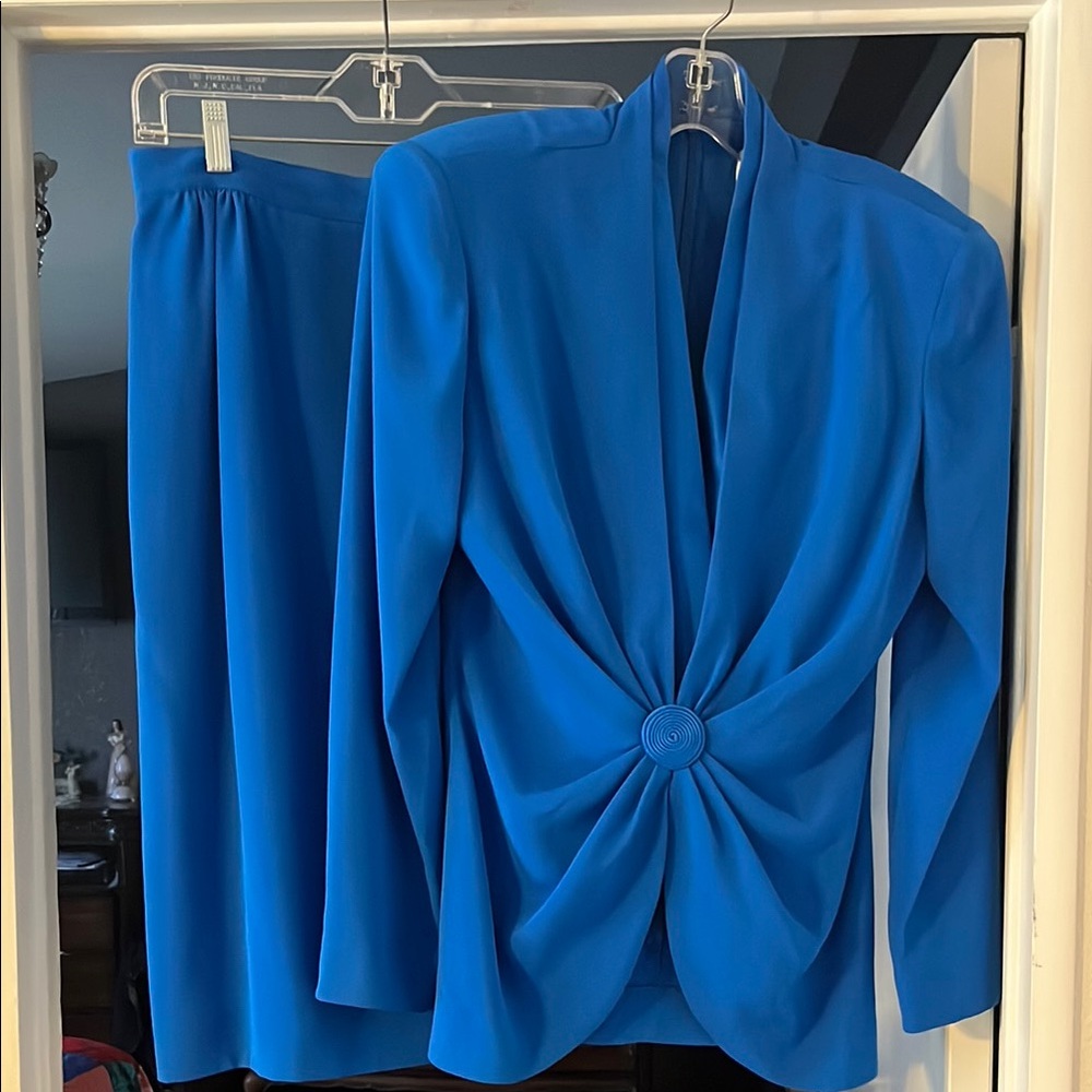 Daymore coutoure vintage Chic Blue Long Sleeve suit Set